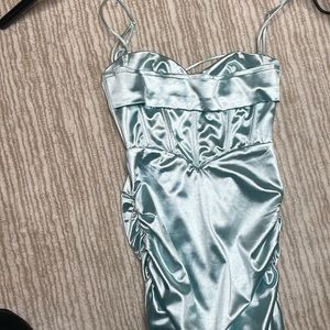 Light blue mini silk dress
